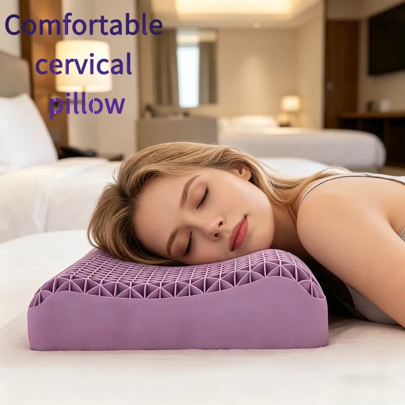 Pectin Breathable TPE Air Layer Pillow - Washable Zero Pressure Cervical Pillow, Latex-Free Neck Support for Adults Single Sleep