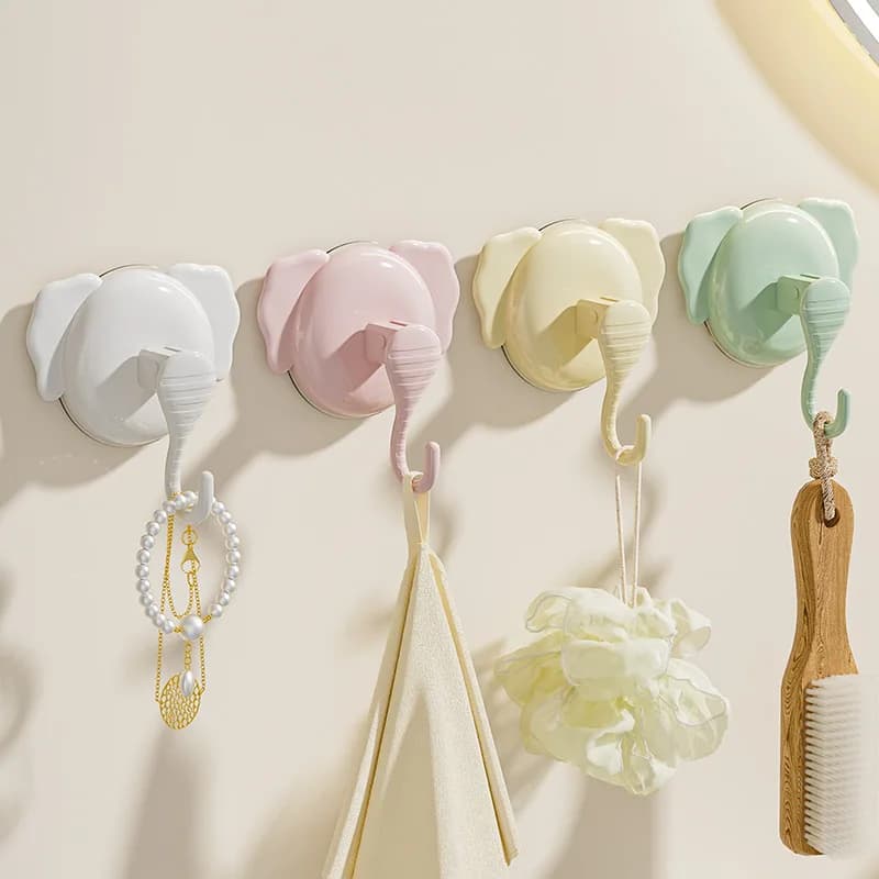 Ganci a ventosa da 2 pezzi, robusti ganci di stoccaggio antitraccia senza forare, bagno di casa, cucina, asciugamani/chiavi/ganci per vestiti