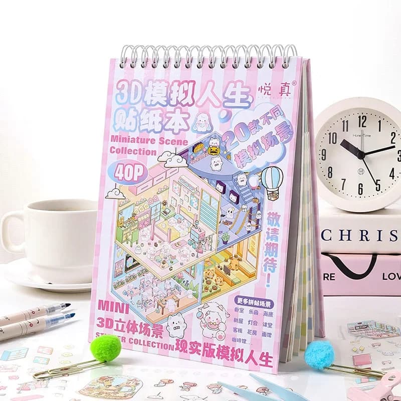 40pcs/pack Book The Sims Scenery Stickers for Cross Border Journal Decor Premium 3D Stereo PET Sticker