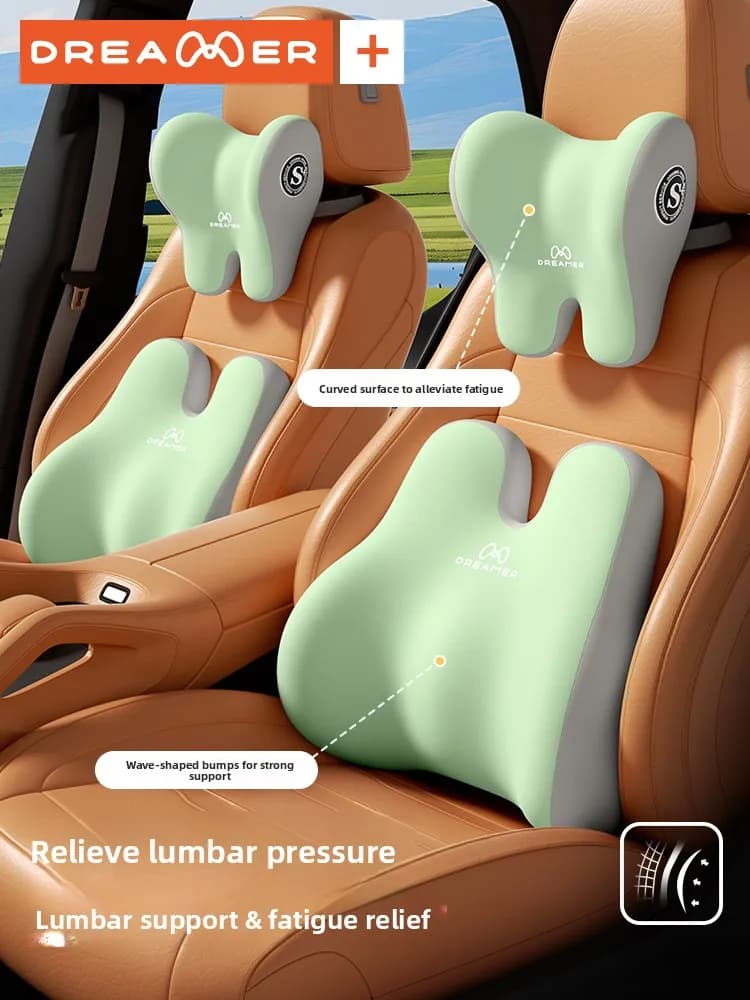 Cuscino Lombare per Auto, Supporto Schienale Traspirante in Memory Foam, Universale per Ufficio, Set Cuscino Poggiatesta Confortevole