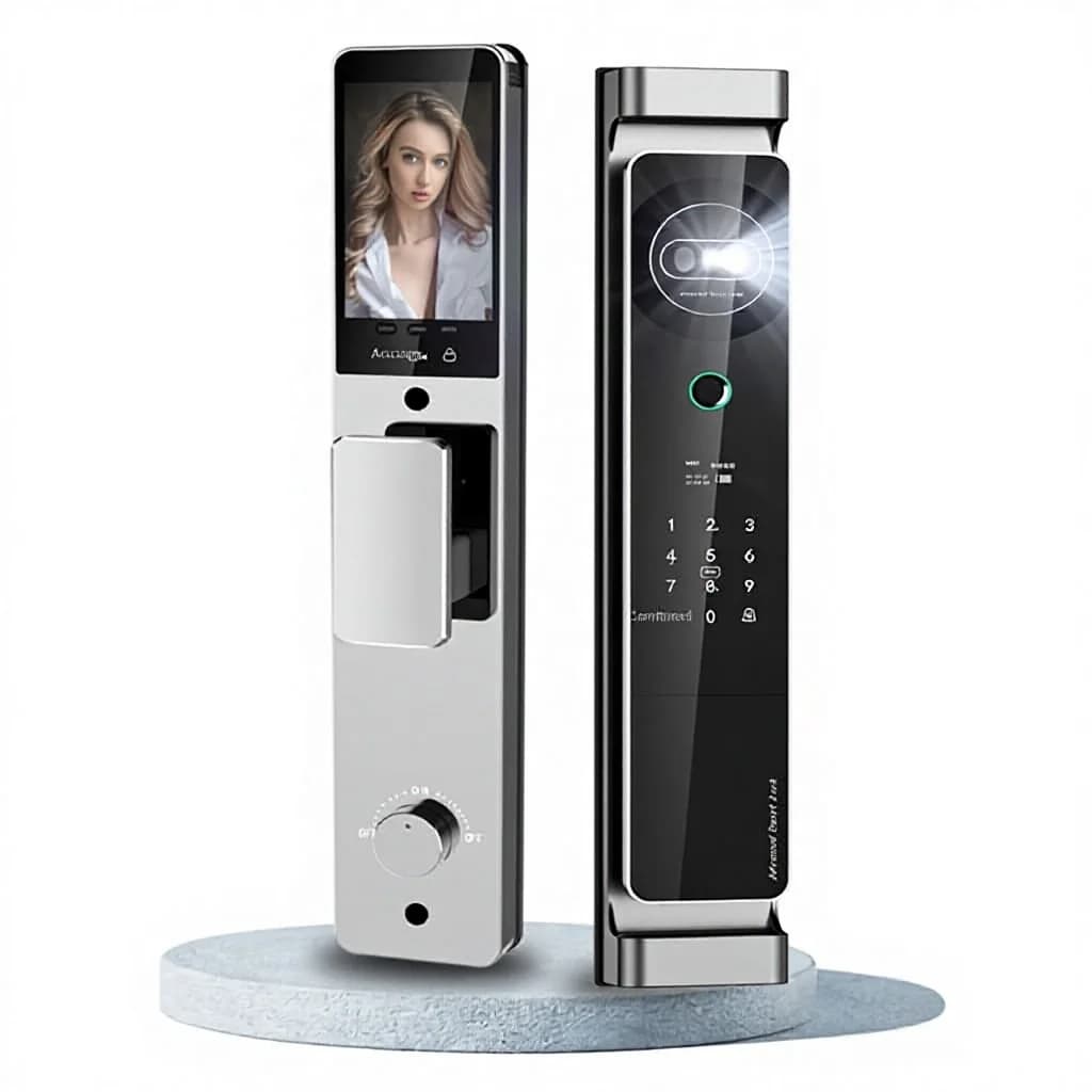 Serratura Intelligente con Impronta Digitale e Password Completamente Automatica, Videocitofono con Monitoraggio in Tempo Reale, Sblocco Remoto, Occhio di Gatto per Sicurezza Porta