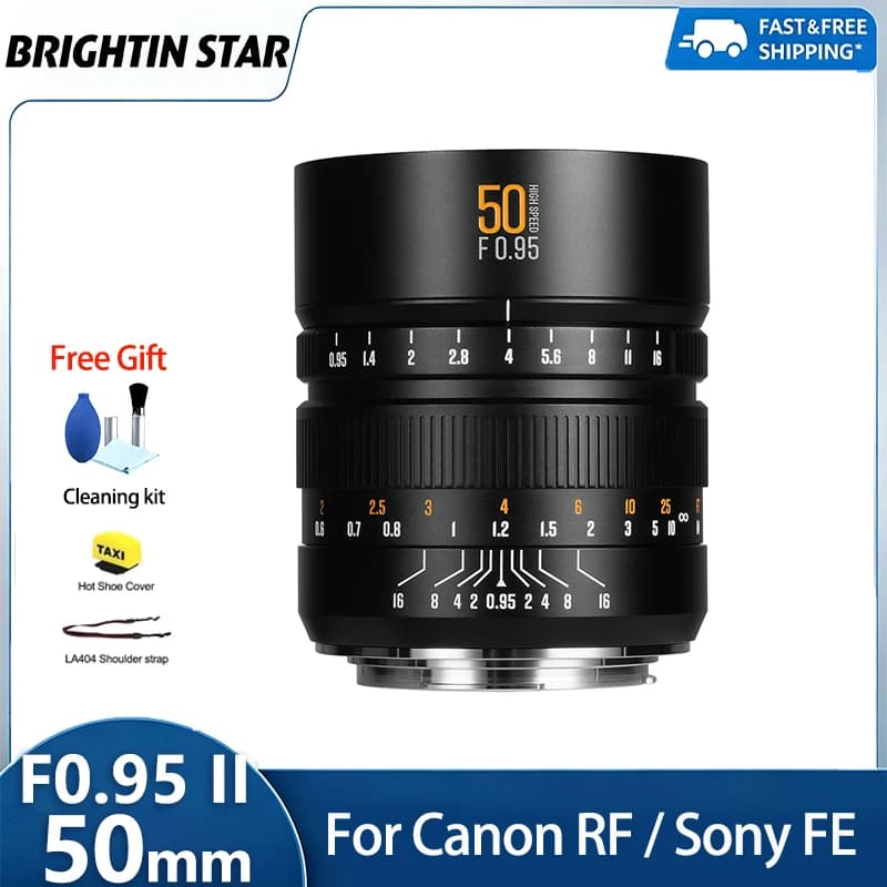 Brightin Star 50mm F0.95 Full Frame for portraits, compatible with Sony ZVE10 A7iii A6400 Nikon Z Canon RF L-mount