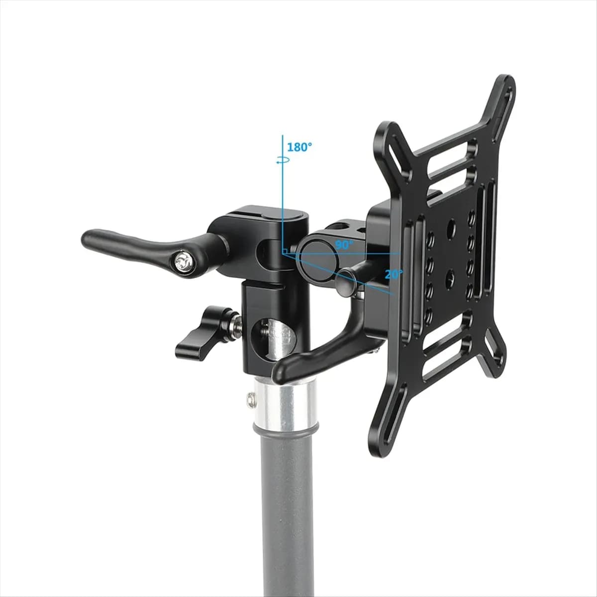 (A03R) Supporto per Monitor VESA Regolabile con Sgancio Rapido V-Lock e Adattatore per C-Stand Baby Pin, Compatibile con Monitor da 13 a 32 Pollici
