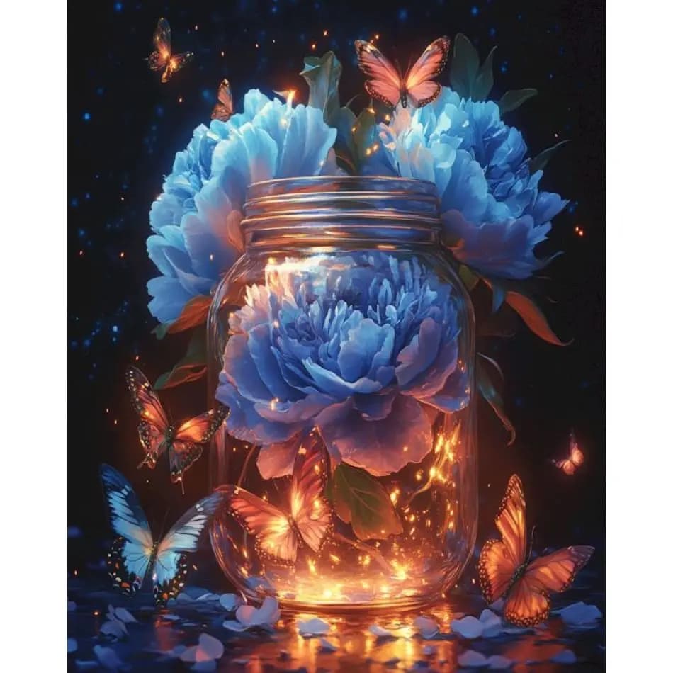 RUOPOTY Blue Flower 5d Diamond Painting Diy Gift Decorative Paintings Flower Full Round Paint By Diamonds For Adults Adult