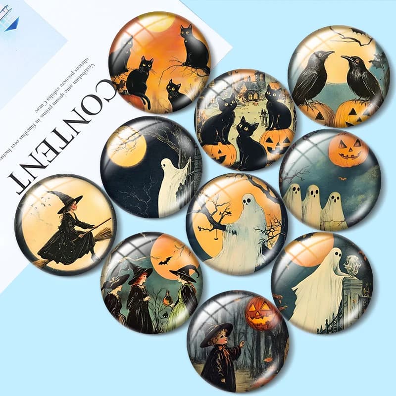 Vintage Halloween 12/18/20/25mm glass cabochon bracelet pendant rings for jewelry demo earrings back Making findings