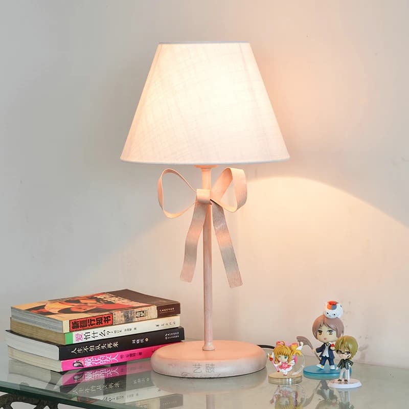 Lampada da scrivania per camera da letto per ragazza Lampada da comodino per camera da principessa per ragazza Lampada da terra per camera per bambini con fiocco nordico