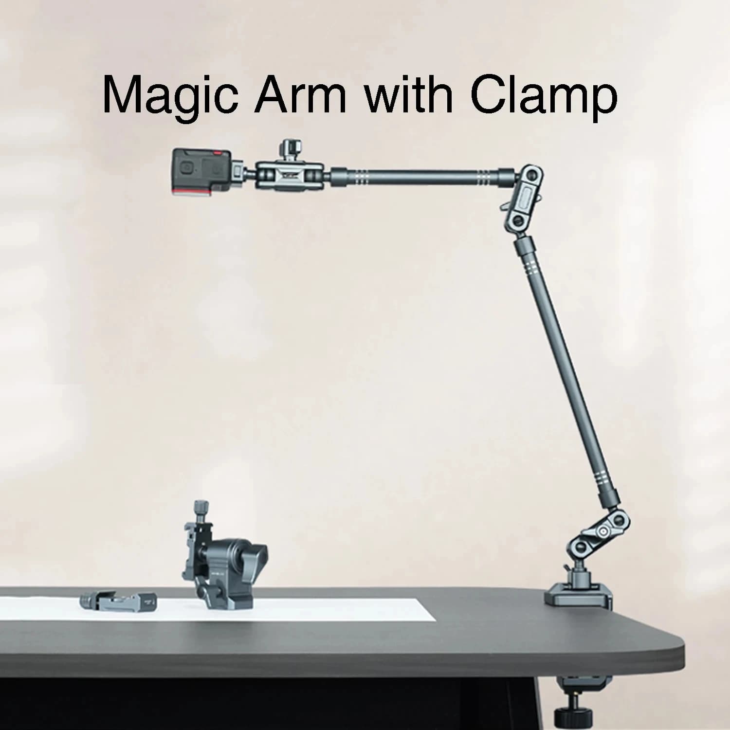 Magic arm with clamp, support arm for table camera with articulated friction suspended for DSLR, webcam, microphone, light, action room