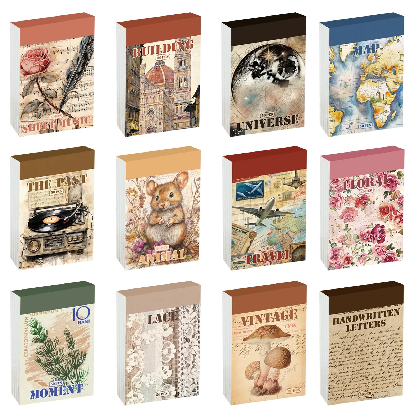 12 set 600 fogli adesivi Washi per journaling Bullet Journal Art Diary Card Regali artigianali Planner Notebook