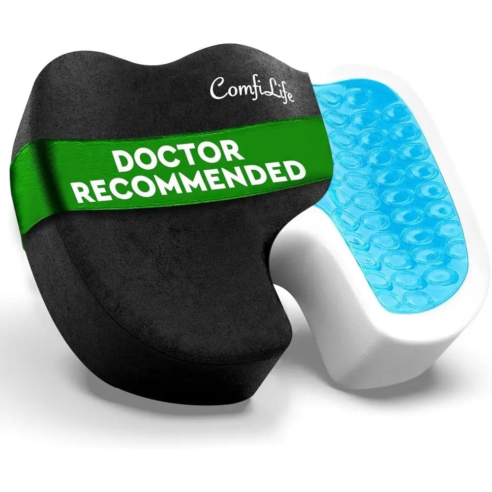 Cuscino per sedile in memory foam - Supporto ergonomico per sedia da ufficio per alleviare il dolore sciatico (Nero)
