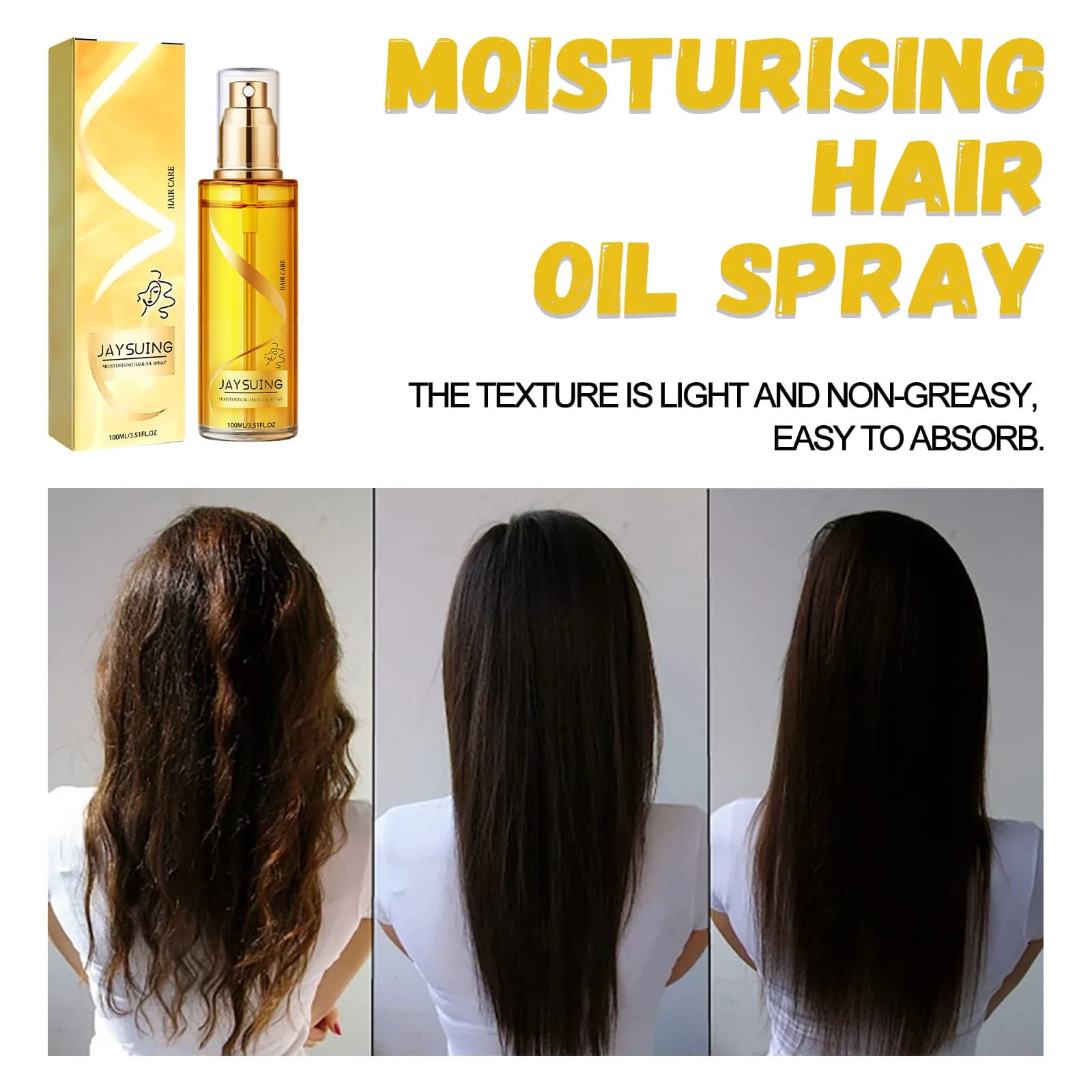 Olio Essenziale Nutriente per Capelli Anti-Crespo, Riparatore, Previene le Doppie Punte, Spray Lisciante e Ammorbidente con Cheratina