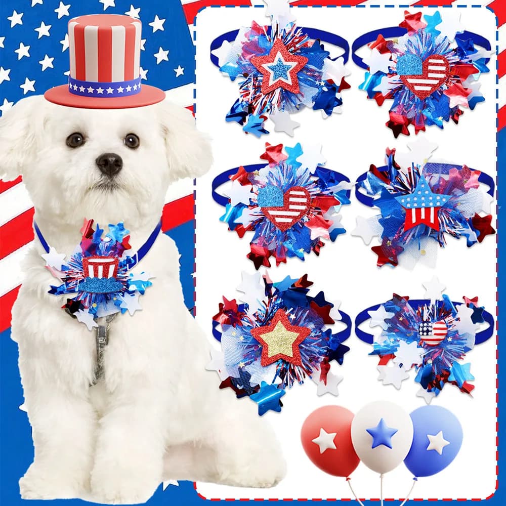 30 pezzi American Independence Day Collare per papillon per cani di piccola taglia per il 4 luglio Papillon per cani Cravatte per cani Animali domestici Toelettatura Prodotti per animali domestici
