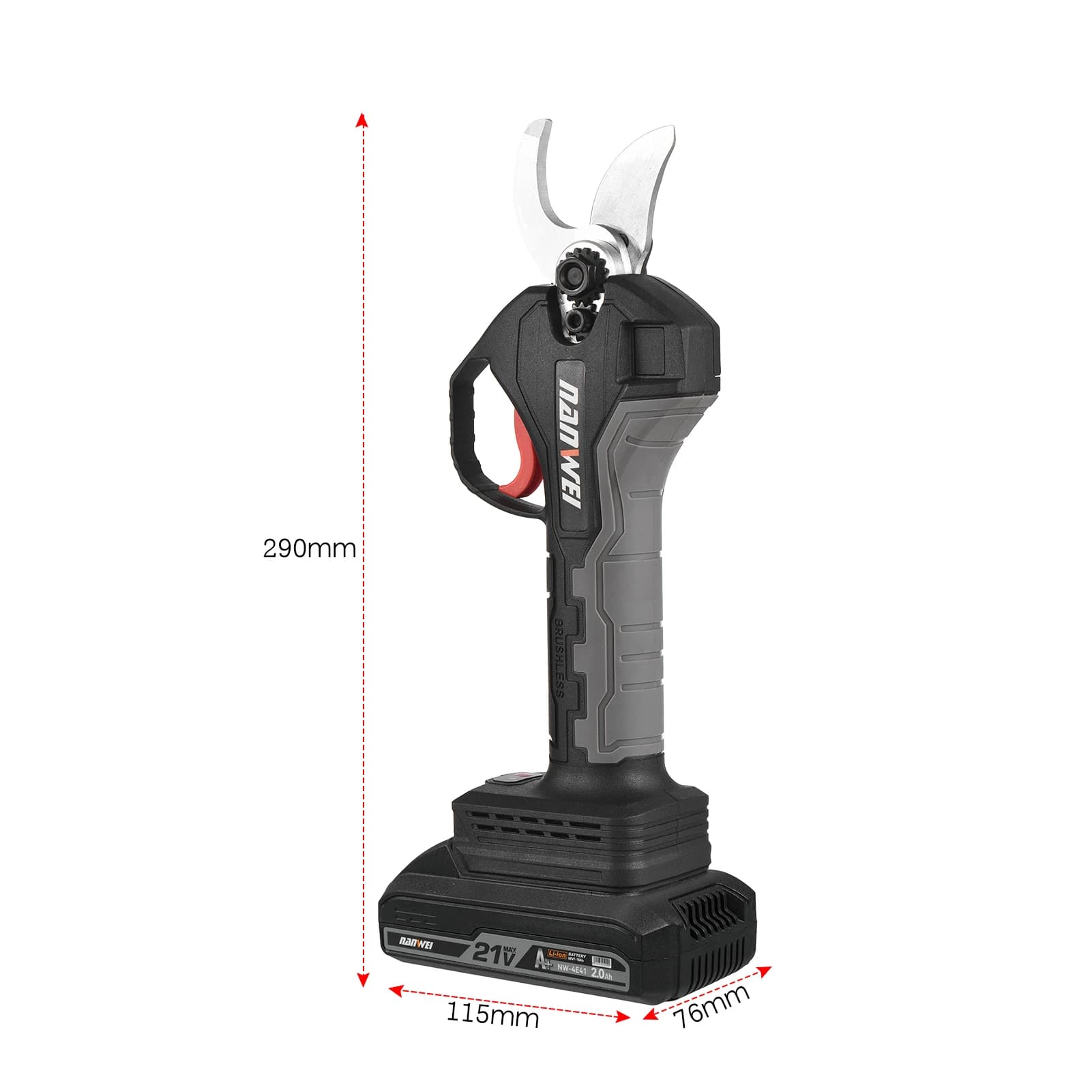 21V Wireless Power Scissors with Brushless Motor, 10Ah Rechargeable Lithium Battery, Garden Copper Size, Cutting Diameter 30mm