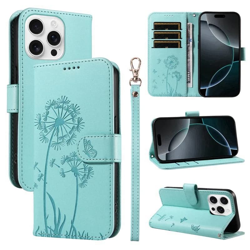 Custodia a portafoglio in pelle Dandelion con laccetto da polso di lusso e 3 slot per carte per Xiaomi Poco X8 Pro Max X7 X6 X5 X4 GT X3 NFC