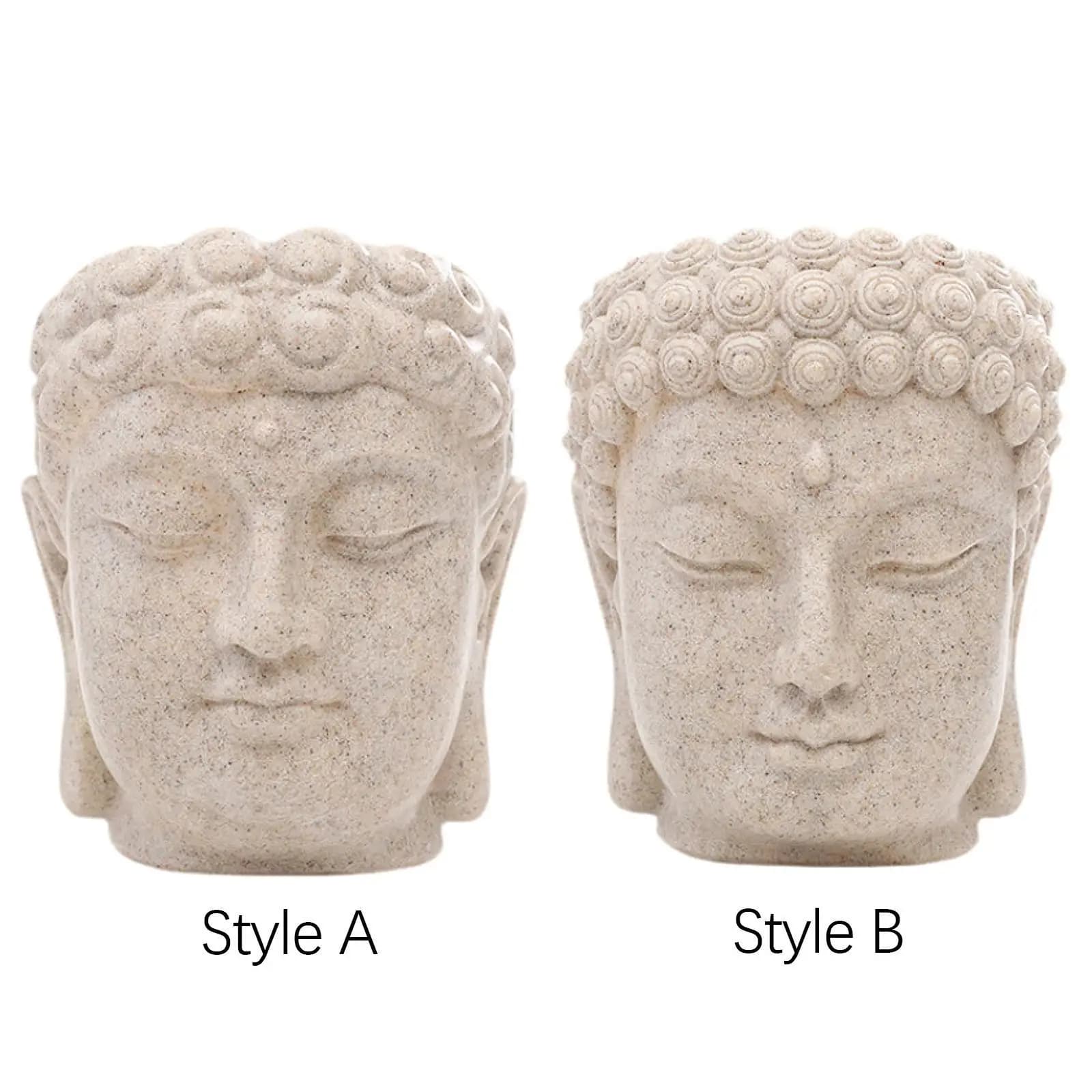 Buddha Head Figurine Flower Pot Statue Resin with Drainage Holes Bonsai Planter