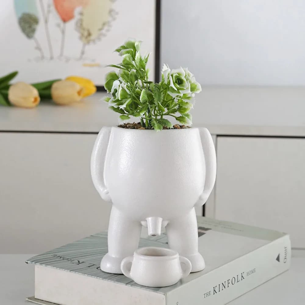 Divertente Vaso in Resina a Forma di Pene con Fori di Drenaggio, Vasi Creativi per Piante Succulente e Fiori