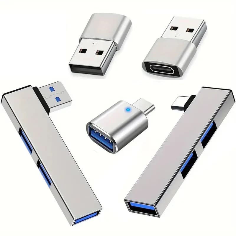 Set di 5 Adattatori da USB-C a USB-A, Hub USB 3.0, Estensore USB per Laptop, PC, Chiavette USB, HDD, Console, Trasferimento Dati per Fotocamere