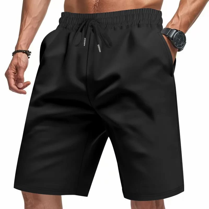 2025 Summer Comfortable pure color Breathable Drawstring Loose Shorts Men Casual twill Straight-leg shorts Men's sweatpants