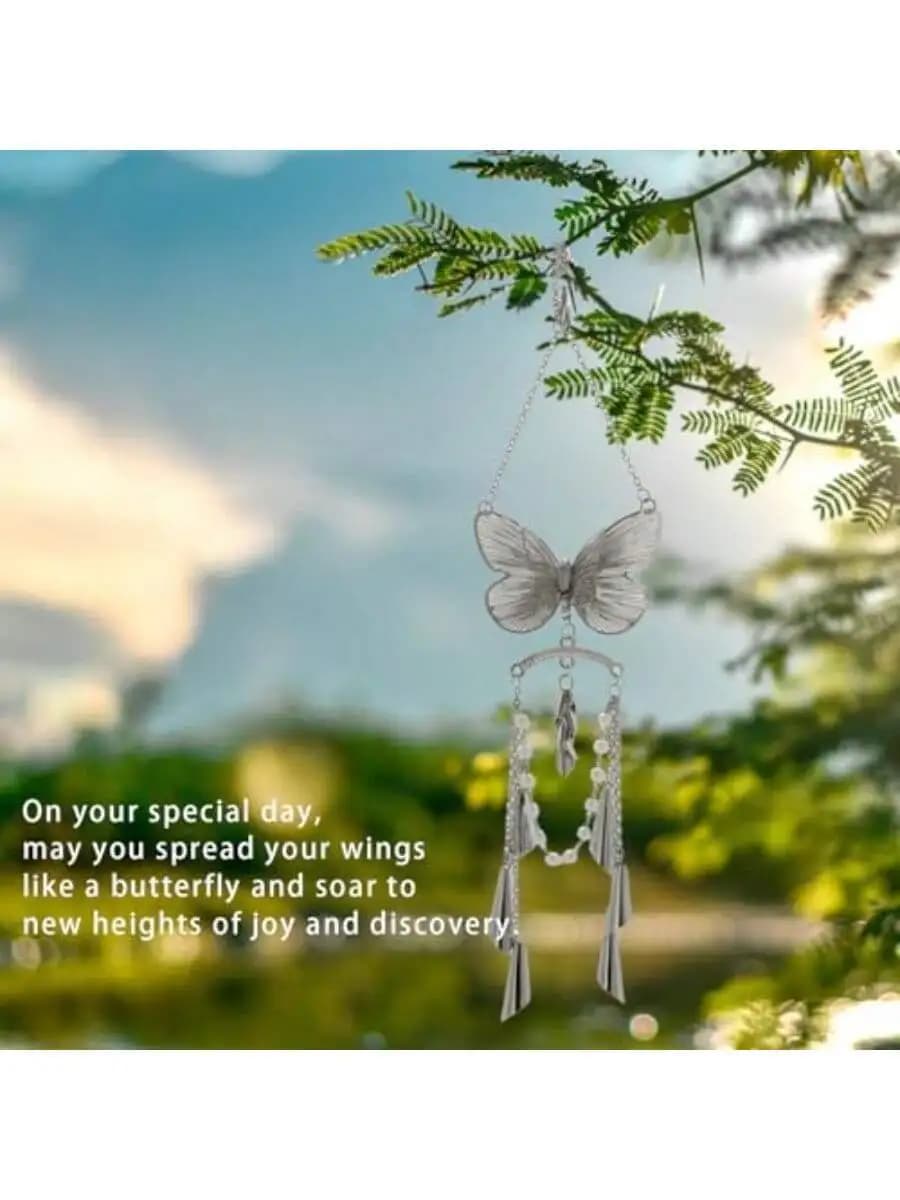 Butterfly Wind Chime Hanging Ornament For Car Rear View Mirror Aesthetic Decor