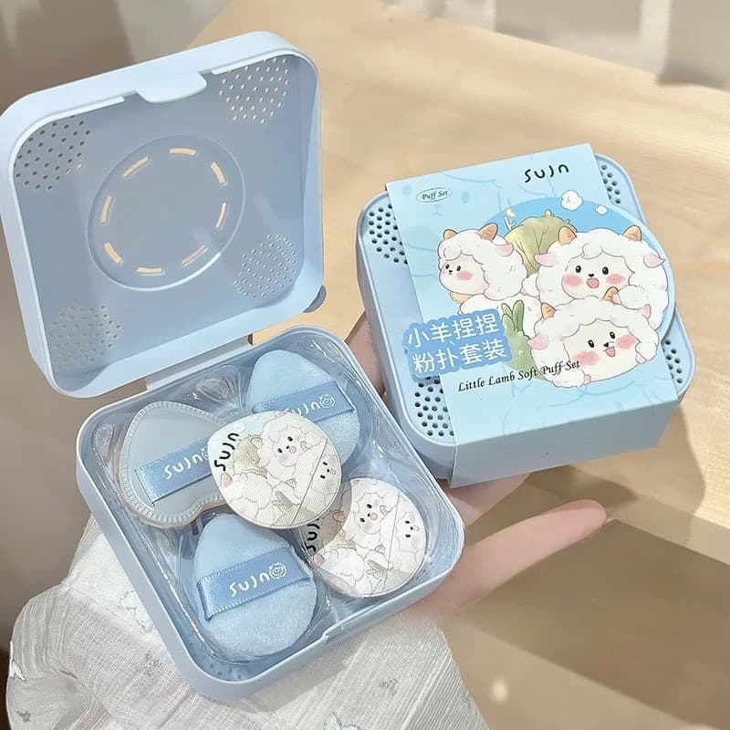 Set di 5 Spugnette Cosmetiche Morbide a Forma di Pecora Blu, Strumenti per Trucco e Applicazione Correttore, Vendita all'Ingrosso