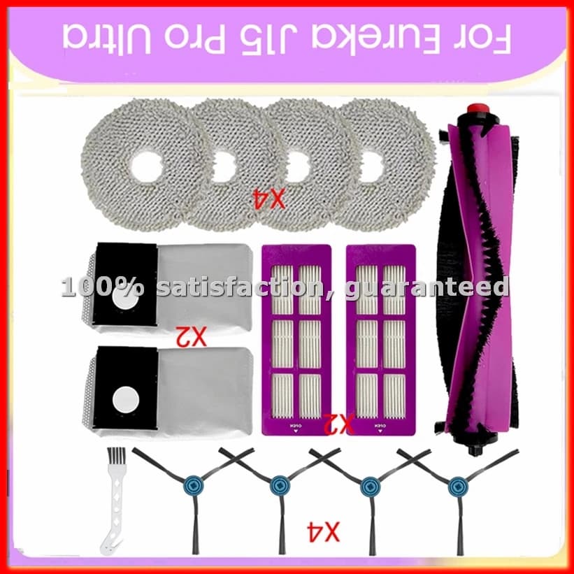 Set of 14 Accessories for Robot Vacuum Cleaner J15 Pro Ultra: Main and Lateral Brushes, Filters, Panels and Bags for Powder - ABAM