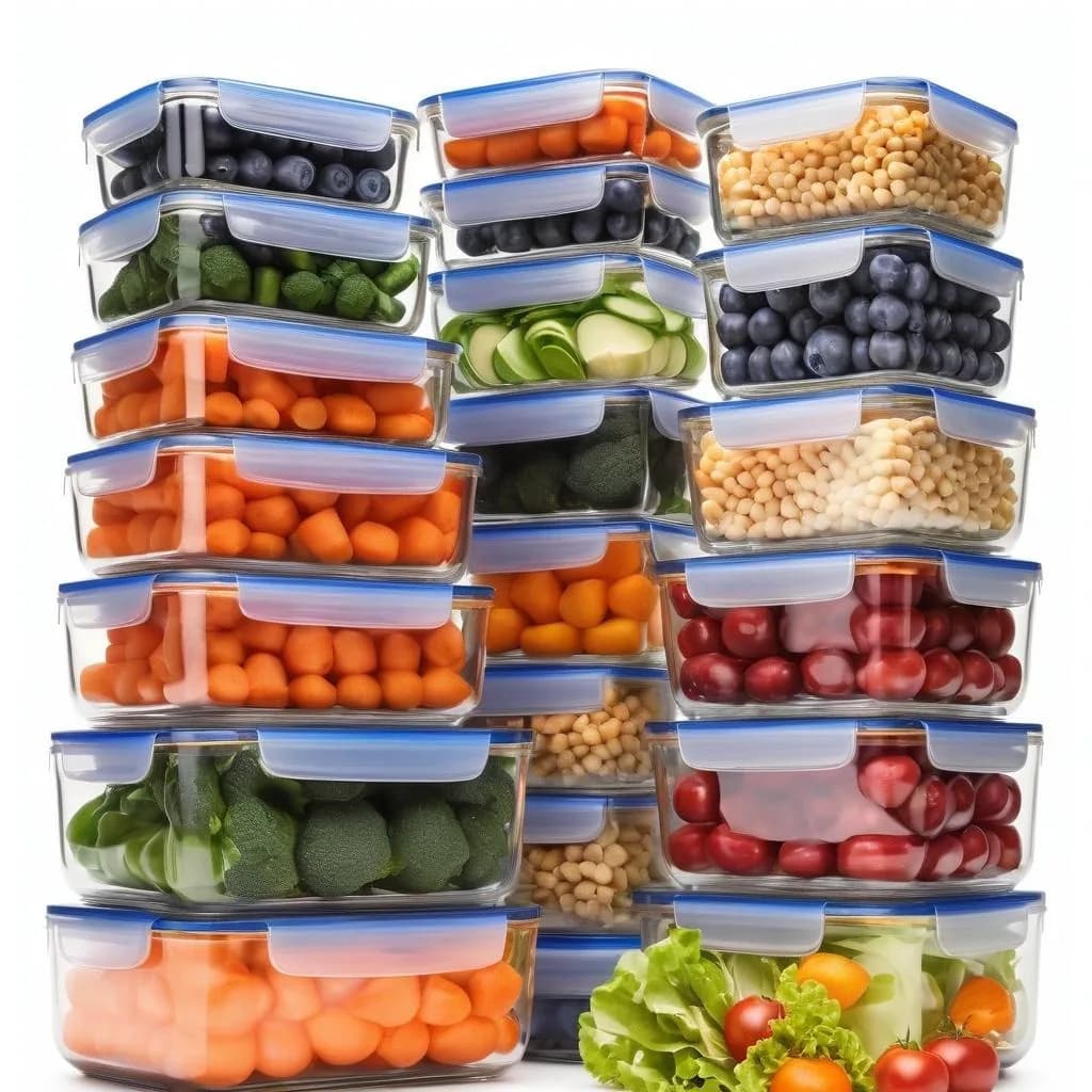 50 Contenitori Grandi in Plastica per Alimenti con Coperchio Ermetico, Senza BPA, Anti-perdita, Riutilizzabili, Adatti al Microonde
