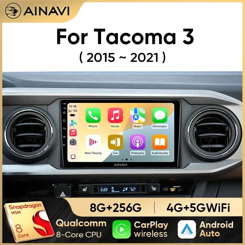 Ainavi Autoradio Per Toyota Tacoma N300 2015 - 2021 Wireless Carplay Multimedia Android Auto Qualcomm 665