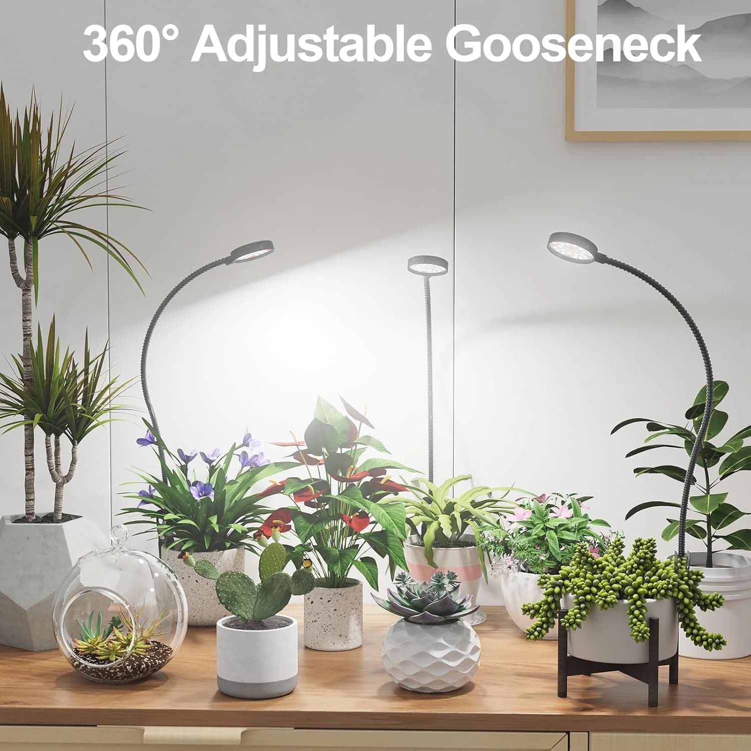 USB LED Lamp for Cultivation 6000K Complete Mirror, 5V Vase Light with Flexible Clip, Dimmable with Automatic Switching on/off 4/8/12/18 Hours