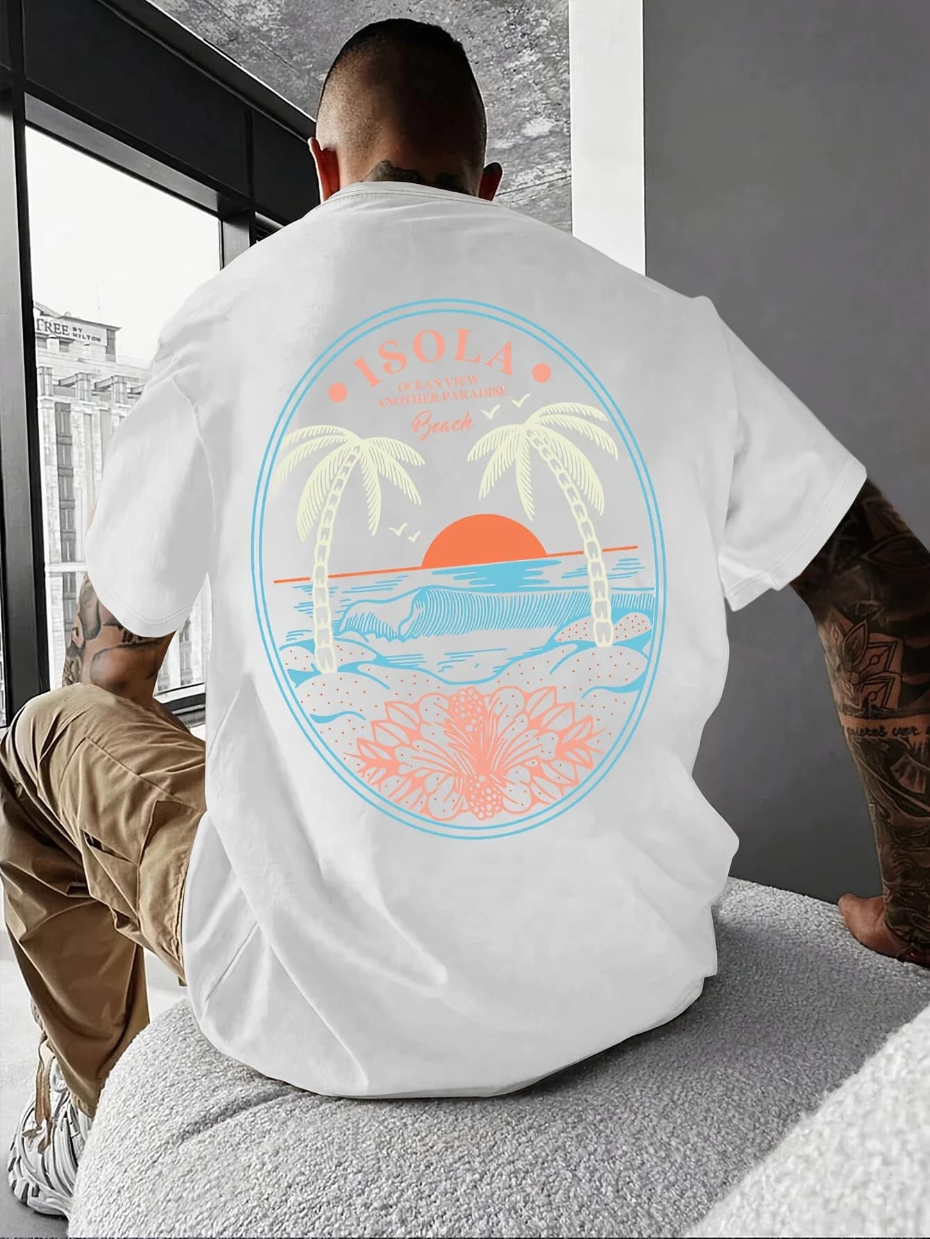 Short-sleeved t-shirt printed by the new design Spring/Summer - Large fit - Washing machine