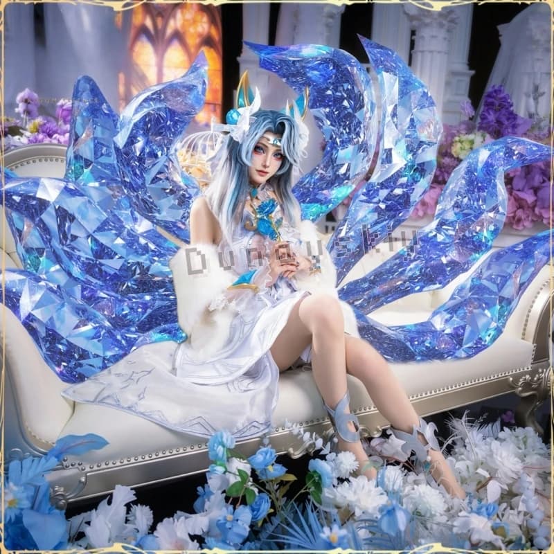 Elegante Abito da Sposa Game Ahri Crystal Rose, Costume Cosplay, Vestito da Palcoscenico, Uniforme per Giochi di Ruolo, Abbigliamento per Halloween e Feste di Carnevale