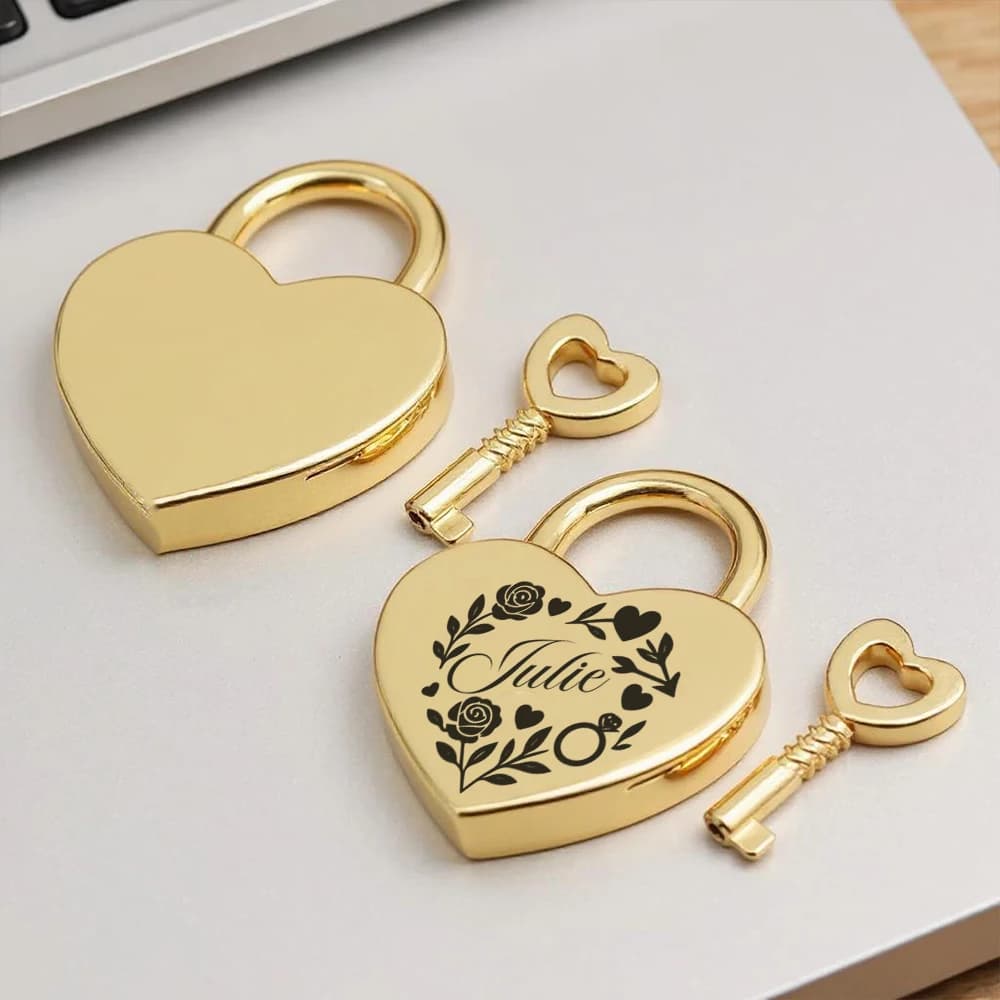 1 Pezzo Lucchetto Personalizzabile con Testo e Motivo Floreale, Regalo per San Valentino e Anniversari