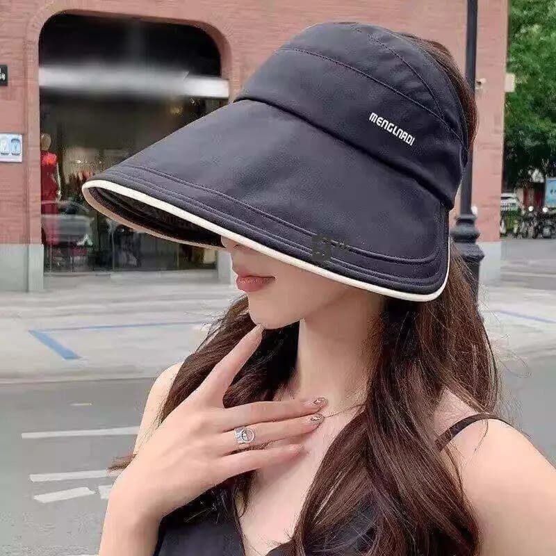 Cappello da sole da donna a tesa larga, estivo, parasole, da pescatore, con parte superiore aperta, per nuoto, fitness e sport, marca Qian Zuo