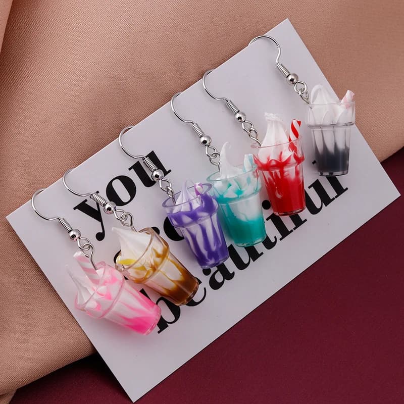 Summer Drink Drop Earrings for Women Sweet Ice Cream Bottle Pendants Dangle Earrings Girls Minimalist Party Jewelry Gifts
