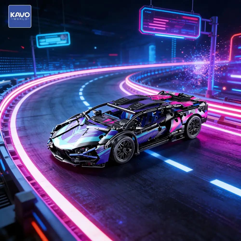 KAVOWORLD 1314 Pezzi Blocchi da Costruzione Supercar Meccanica, Kit Modello Auto da Corsa Premium, Kit di Costruzione STEM Stimolante per Ragazzi