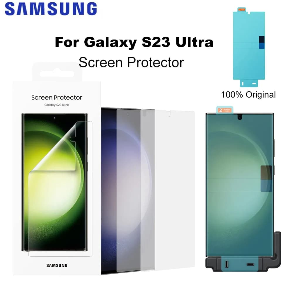 2 pezzi di pellicola protettiva originale per schermo del telefono Samsung Galaxy S23 Ultra, pellicola protettiva frontale in cristallo liquido, originale EF-US918CTEG