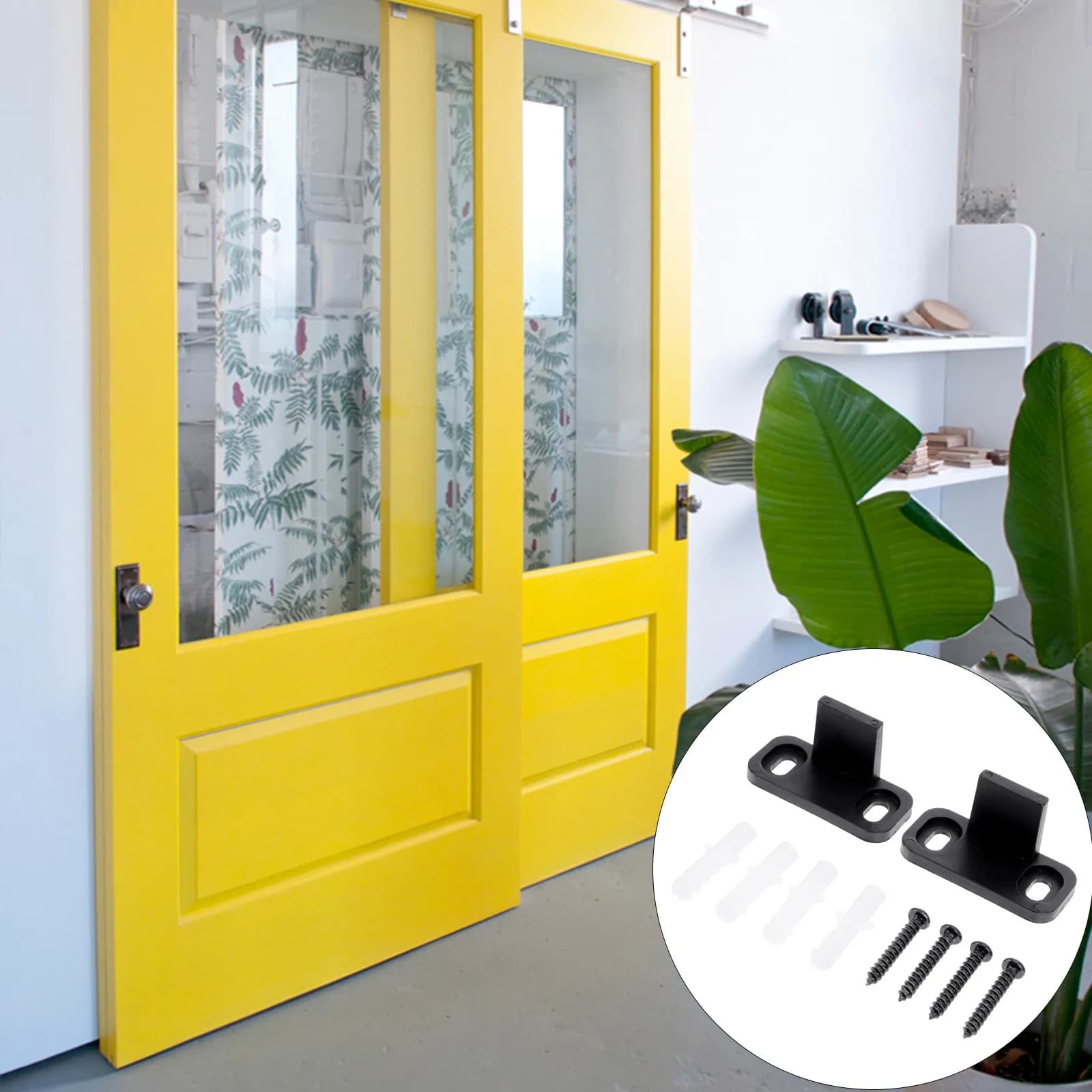 2 Set Guide a Pavimento per Porte Scorrevoli, Design Sottile e Silenzioso, Fermaporta per Armadio, Previene il Battimento verso l'esterno, Ferramenta Resistente