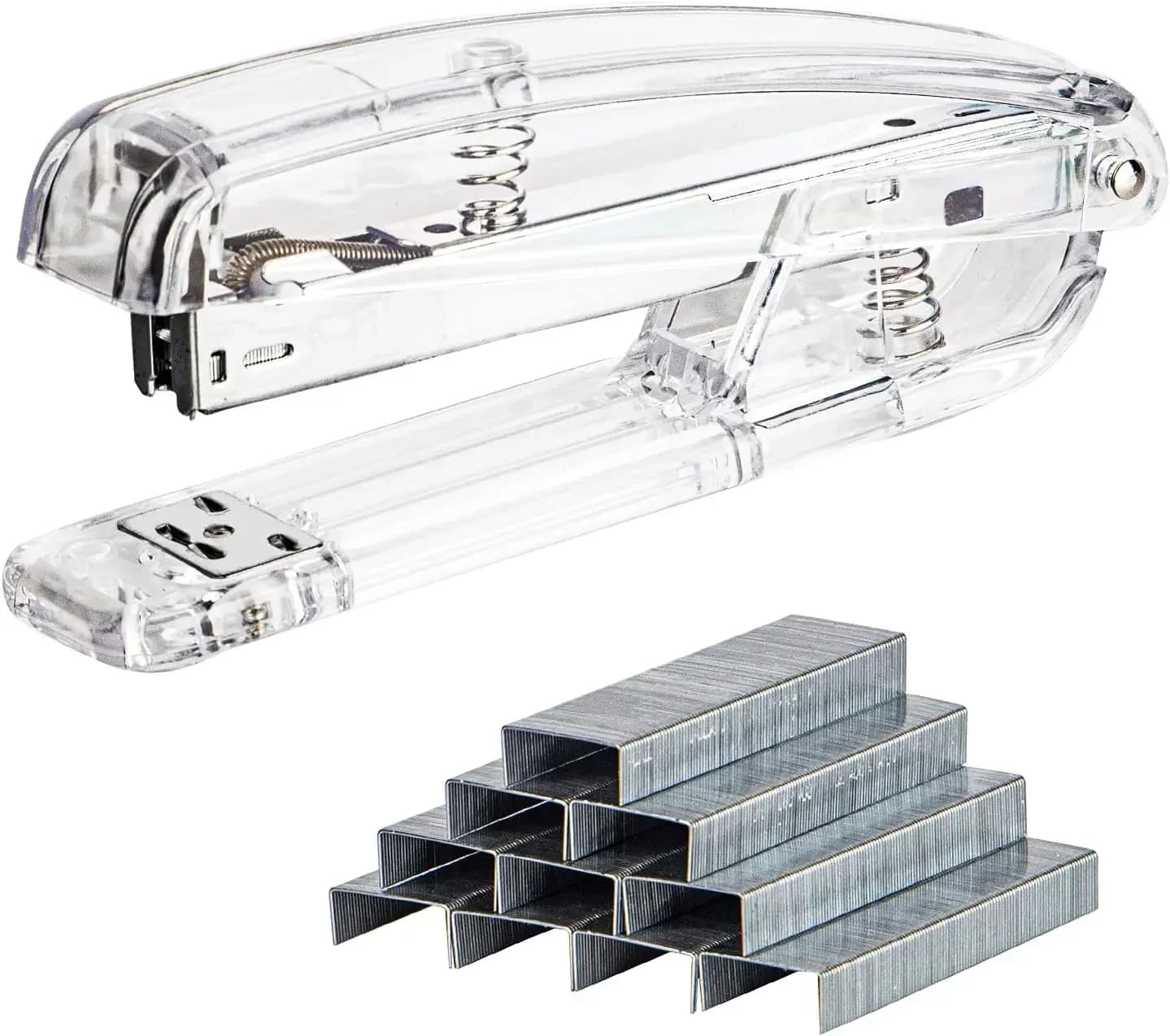 Clear Acrylic Stapler for Office Desk, Silver Desktop Stapler with 1000 Staples for Home School Business Supplies