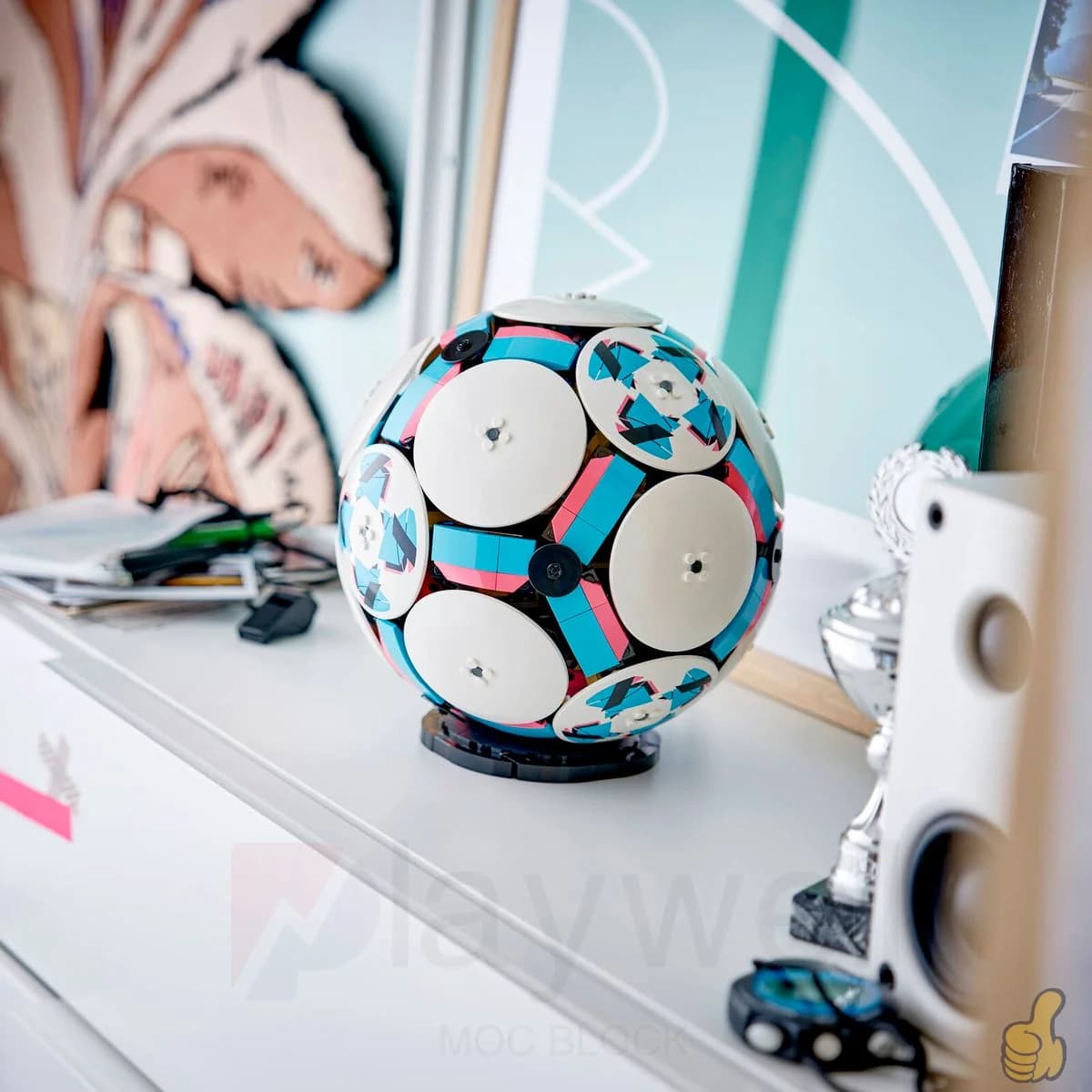 43019 Mattoncini da Costruzione Moc Pallone da Calcio Compatibili 1498 Pezzi Modello Creativo di Pallone da Calcio Regali di Compleanno per Adolescenti