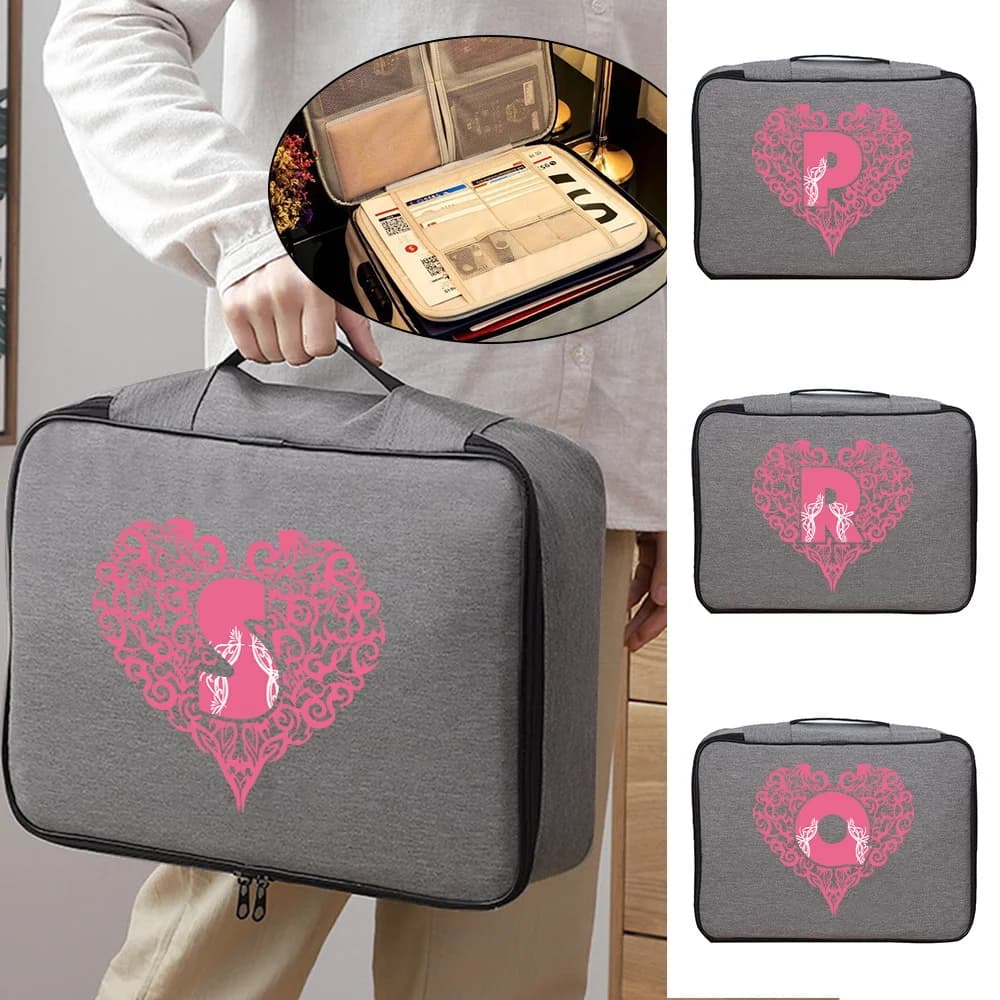 Document Storage Bag File Folder Holder Credit Card Organizer Trolley Case Handbag Waterproof Password Box Love Letter Series