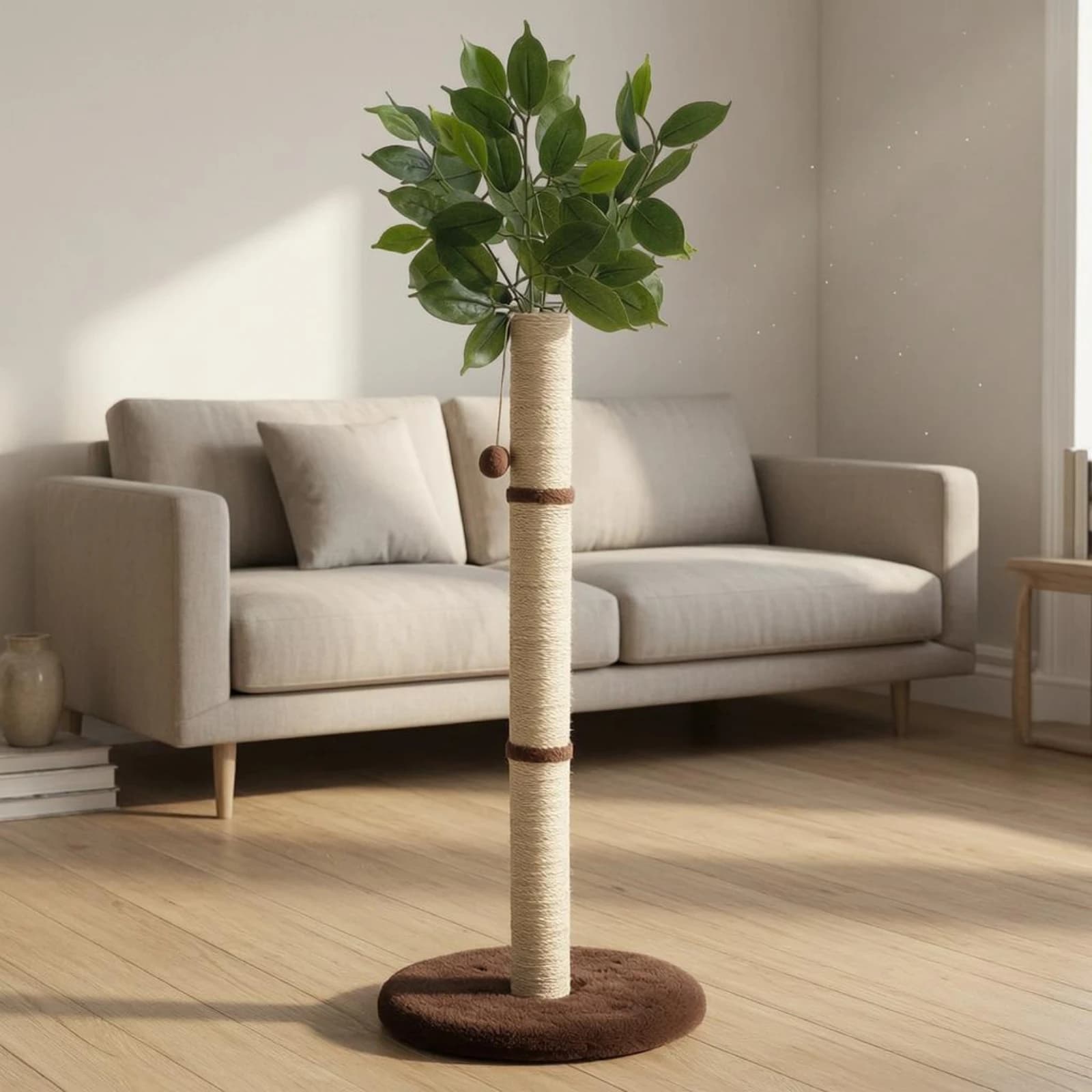 Feline Scratching Post Brown Trim Sisal Scratching Post Tree Feline Scratcher Sturdy