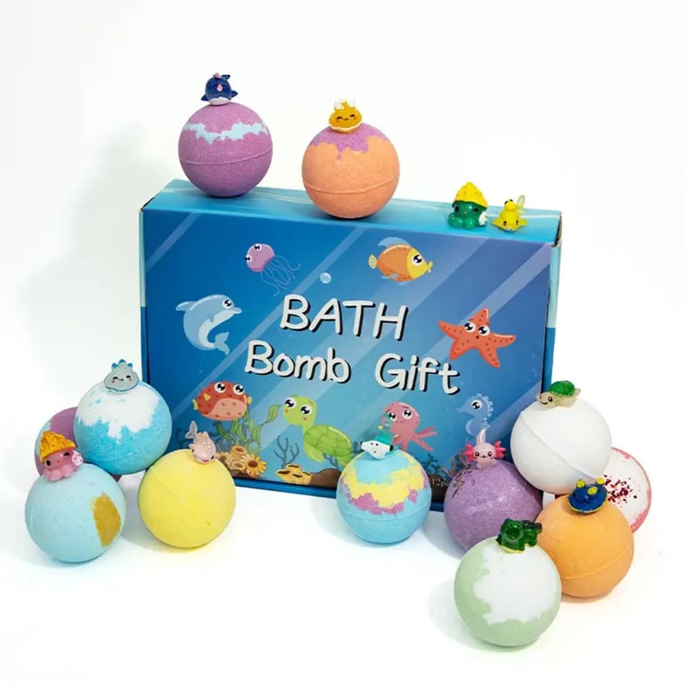Set di Sali da Bagno per Bambini, Bombe da Bagno, Palline Esfolianti e Idratanti, Accessori per Doccia e Bagno