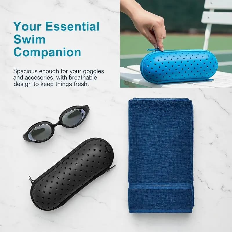 EVA Swimming Goggles Storage Box With Clip Drain Holes Breathable Protective Case For Men Women Kids