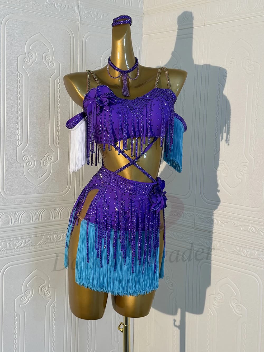Abito da ballo latino per adulti e bambini, con pietre AB, personalizzato di alta gamma, sfumato, per tango, abbigliamento femminile