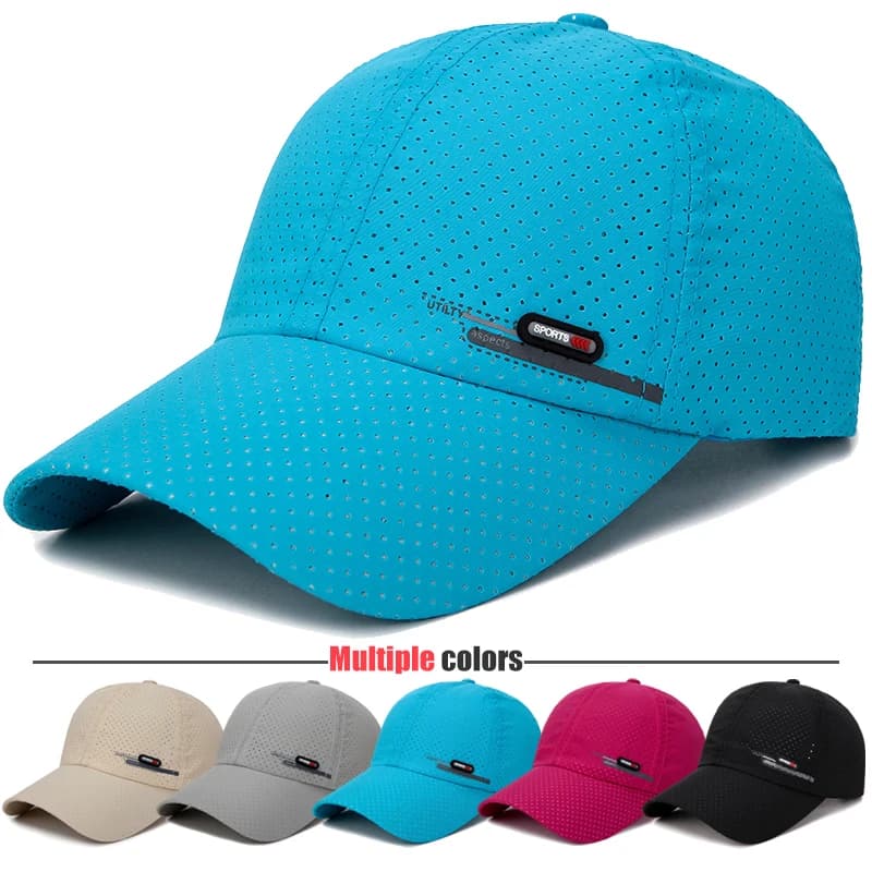 Nuovo Cappello Estivo Traspirante Perforato ad Asciugatura Rapida per Uomo, Protezione Solare, Cappello da Baseball per Pesca, Ciclismo, Viaggi e Sport