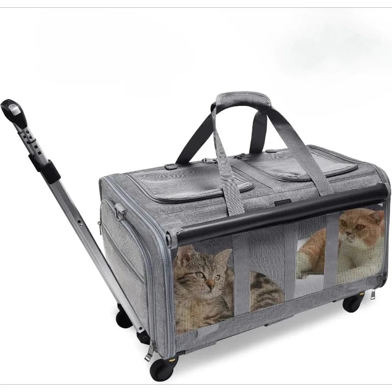 Trolley portatile per animali domestici ruota universale staccabile traspirante pieghevole borsa da viaggio per cuccioli di grande capacità trasportino per gatti traspirante