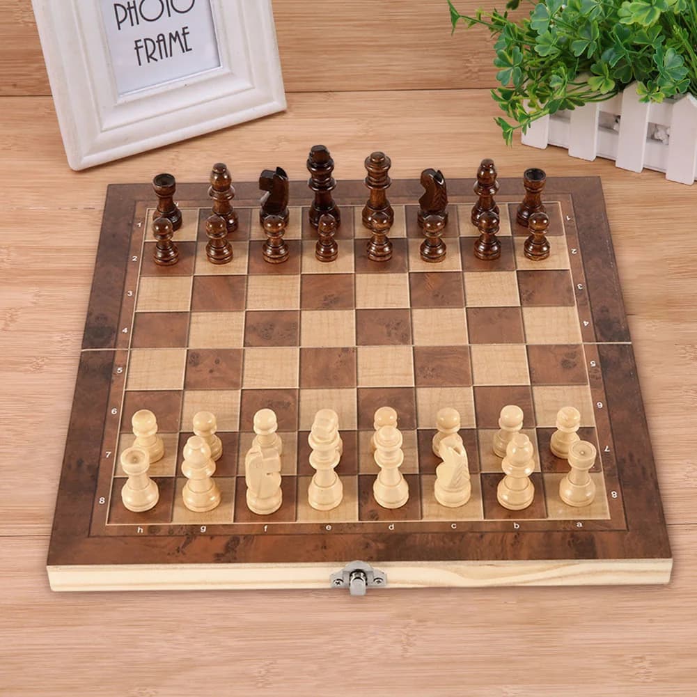 3 in 1 Chess Game Board Wooden Chess Board Sets Chess and Checkers Game Set Travel Chess Sets for Chess Board Game