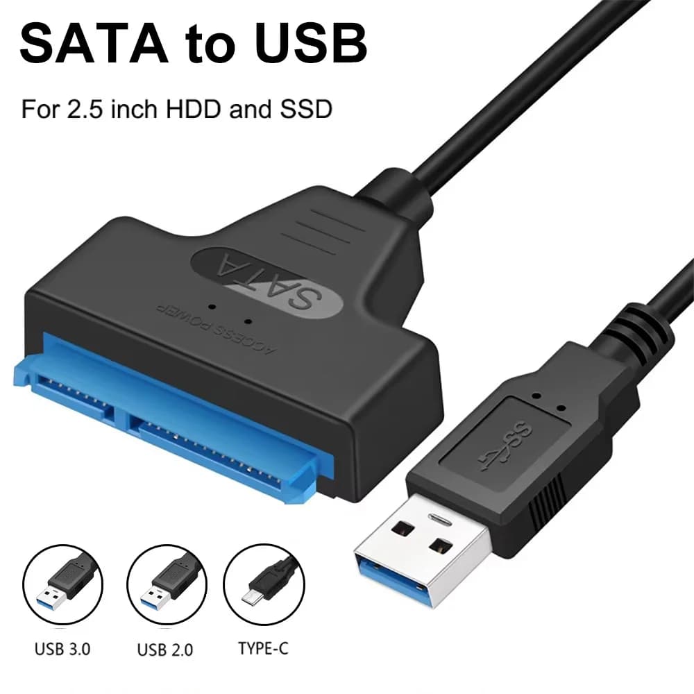 Cavo SATA a USB 3.0/2.0 per disco rigido SSD HDD esterno da 2,5 pollici Adattatore SATA 3 a 22 pin Cavo USB 3.0 a SATA III fino a 6 Gbp