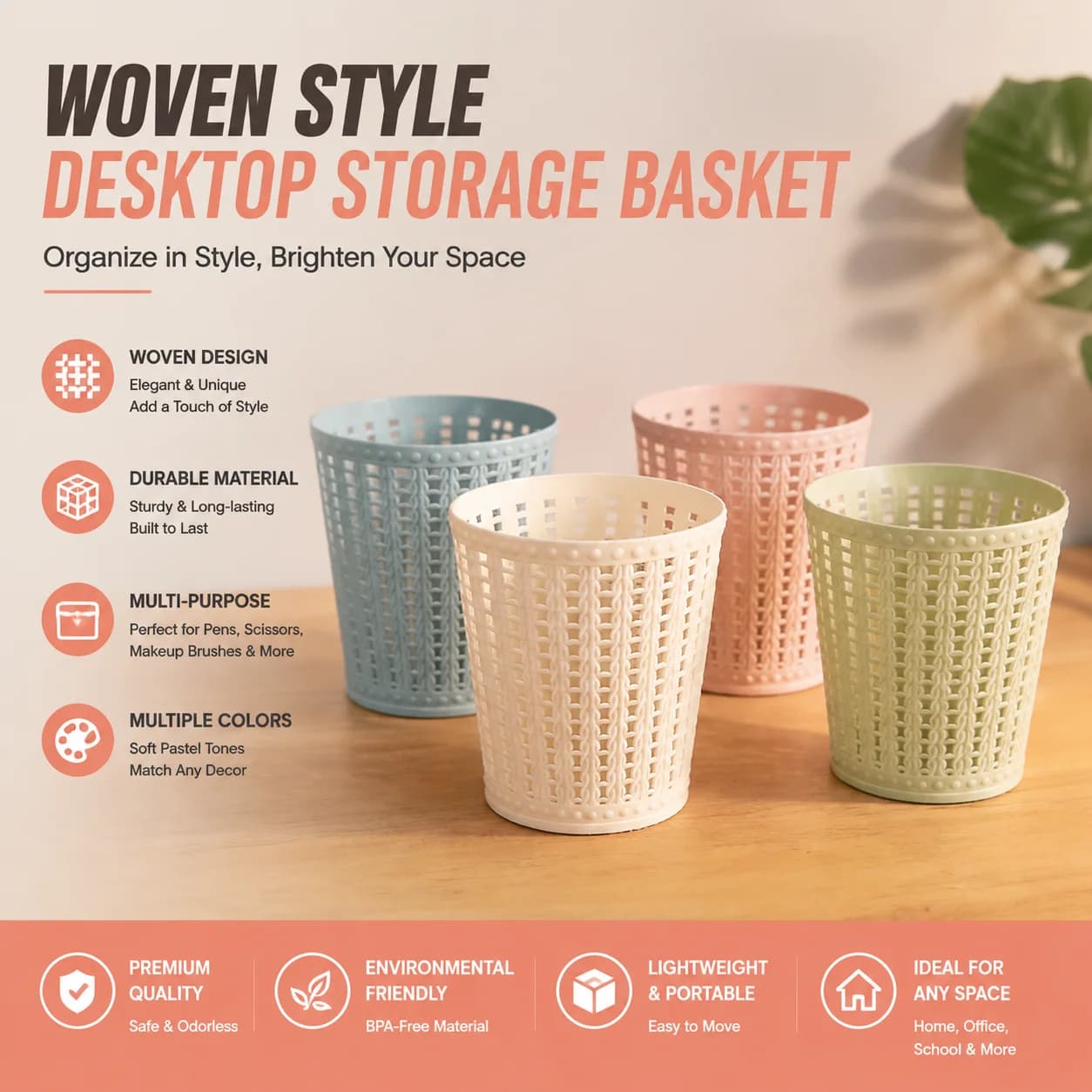 Waste paper basket, household living room, coffee table, garbage bin, kitchen, mini hollow out miscellaneous garbage bin