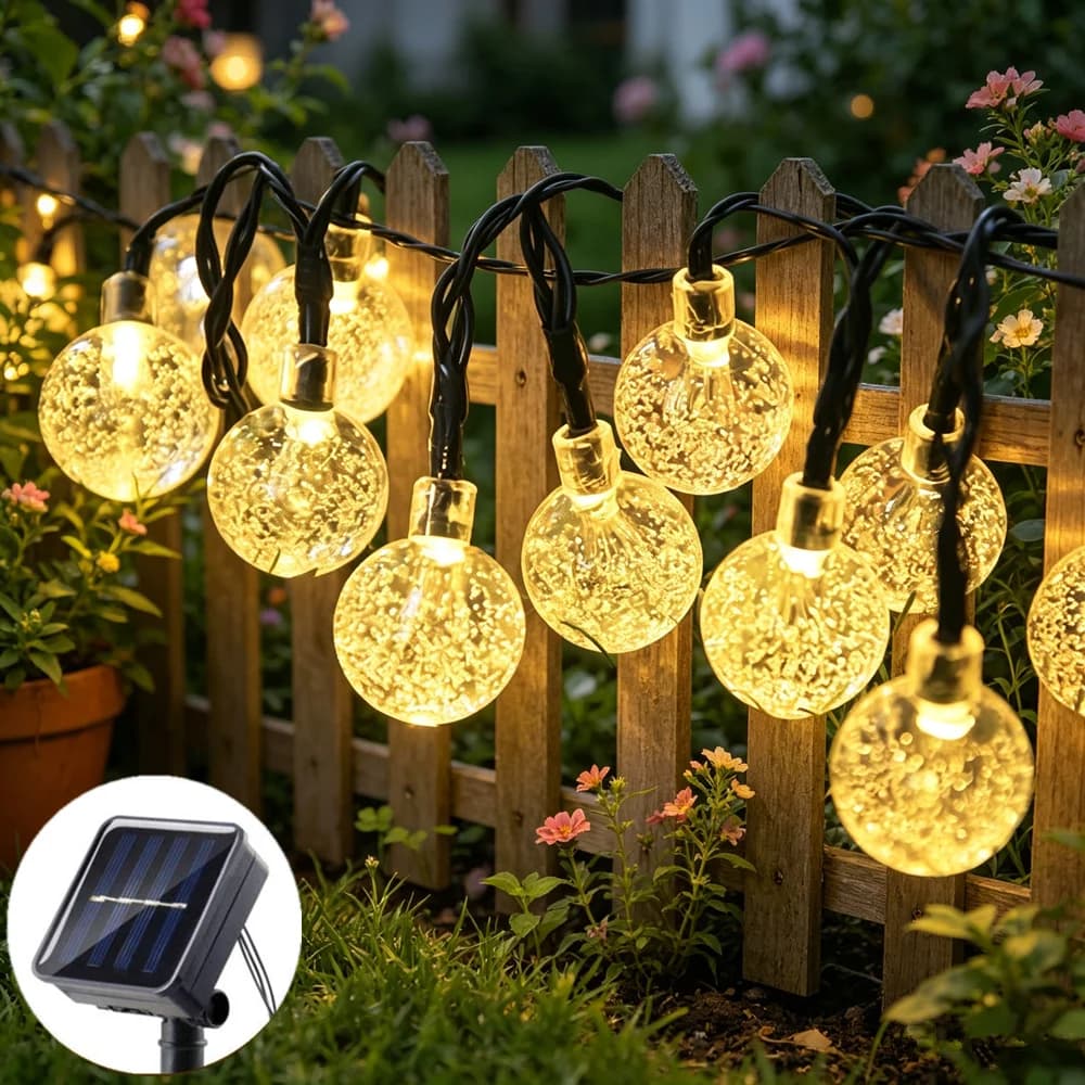 Luci Solari a Sfera di Cristallo LED per Feste, Matrimoni e Decorazioni Natalizie da Giardino
