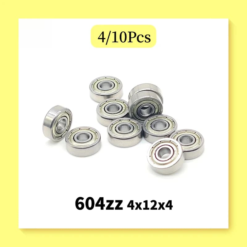 4/10PCS 604ZZ 4x12x4 mm Miniature Ball Bearings Chrome Steel Bearings For 3D Printer Parts Pulleys