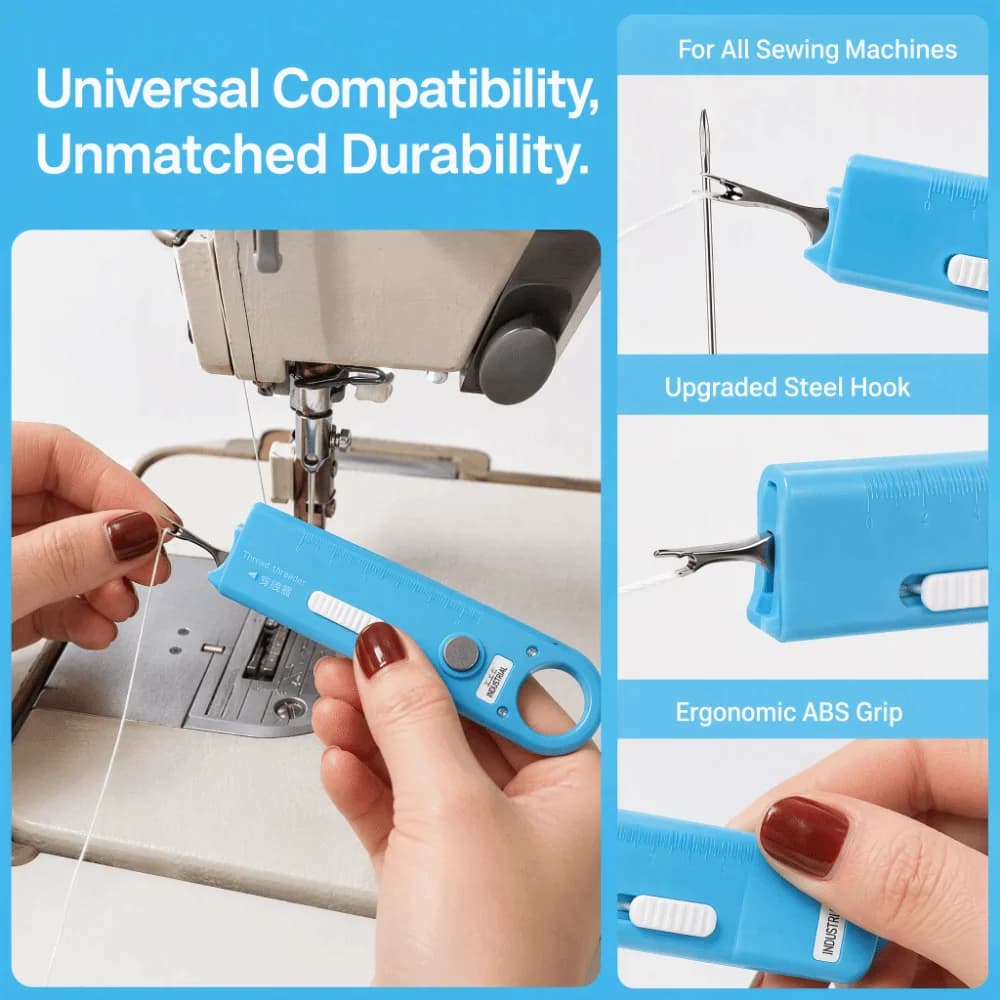 Multifunctional Automatic Needle Threader Handheld Magnifying Glass Sewing Tool Portable Precision Needle Piercer Precision Tool